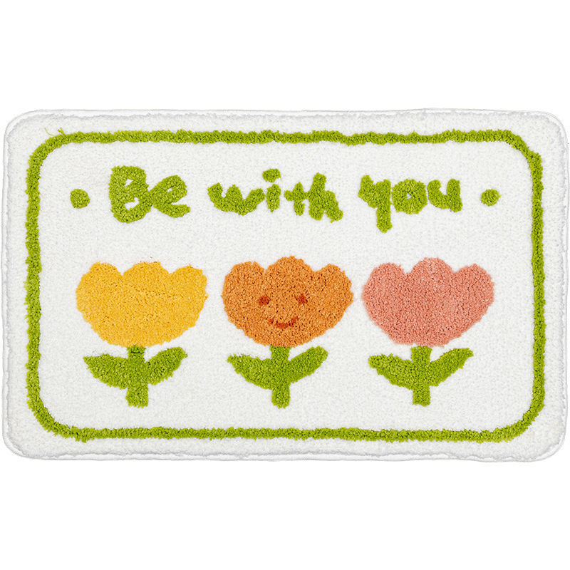 Simple Flower Toilet Floor Mat Bathroom Mouth Absorbent Non-Slip Foot Mat Toilet Floor Mat