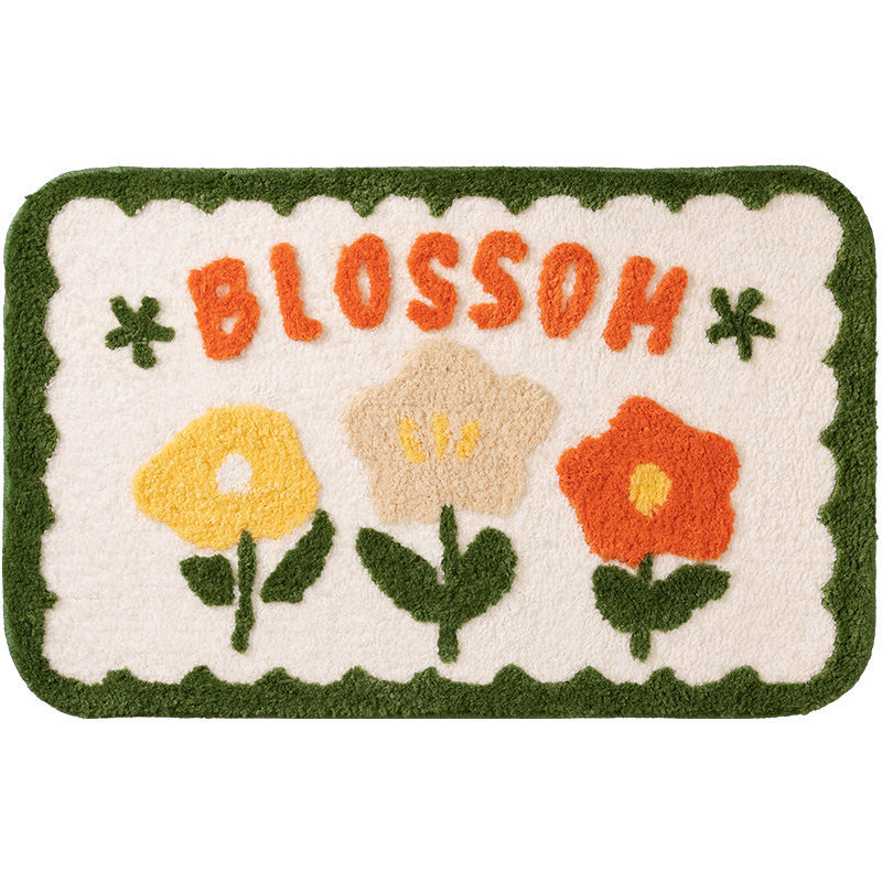 Simple Flower Toilet Floor Mat Bathroom Mouth Absorbent Non-Slip Foot Mat Toilet Floor Mat