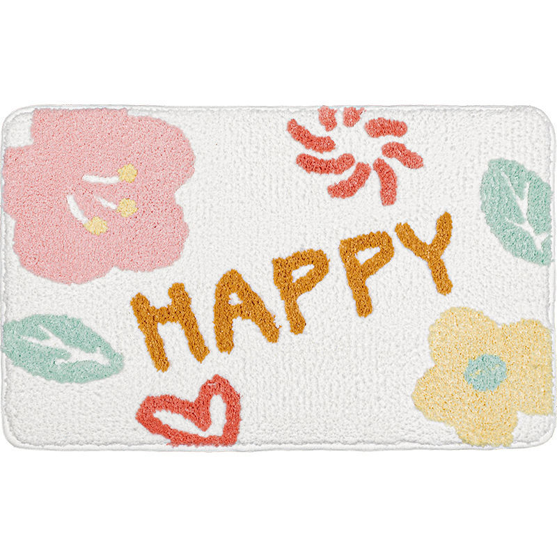 Simple Flower Toilet Floor Mat Bathroom Mouth Absorbent Non-Slip Foot Mat Toilet Floor Mat