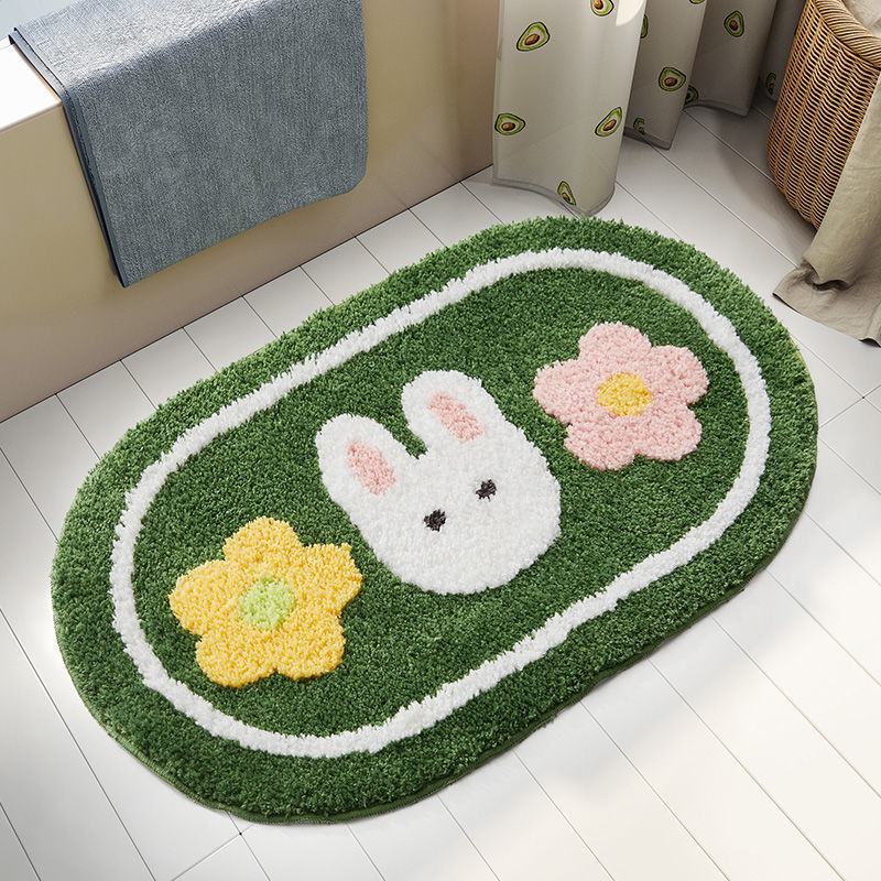Simple Flower Toilet Floor Mat Bathroom Mouth Absorbent Non-Slip Foot Mat Toilet Floor Mat