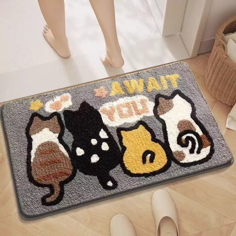 Cute Absorbent Bathroom Bedroom Toilet Faux Lambswool Foot Mat