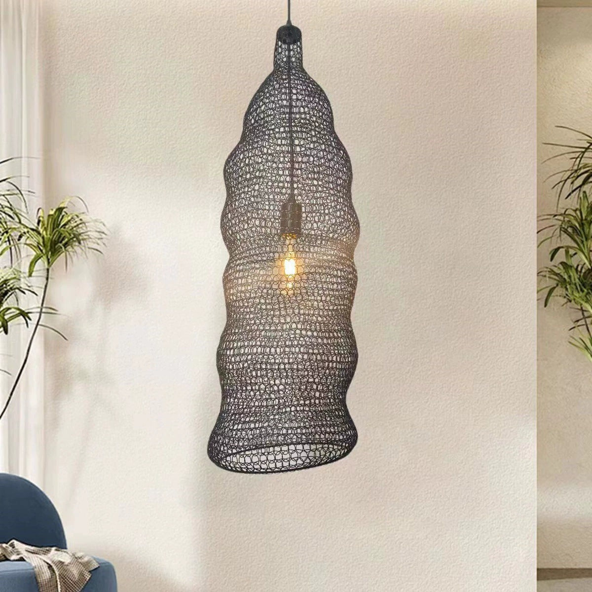 Rustic-style Hotpot Restaurant With Wire-mesh Chandeliers