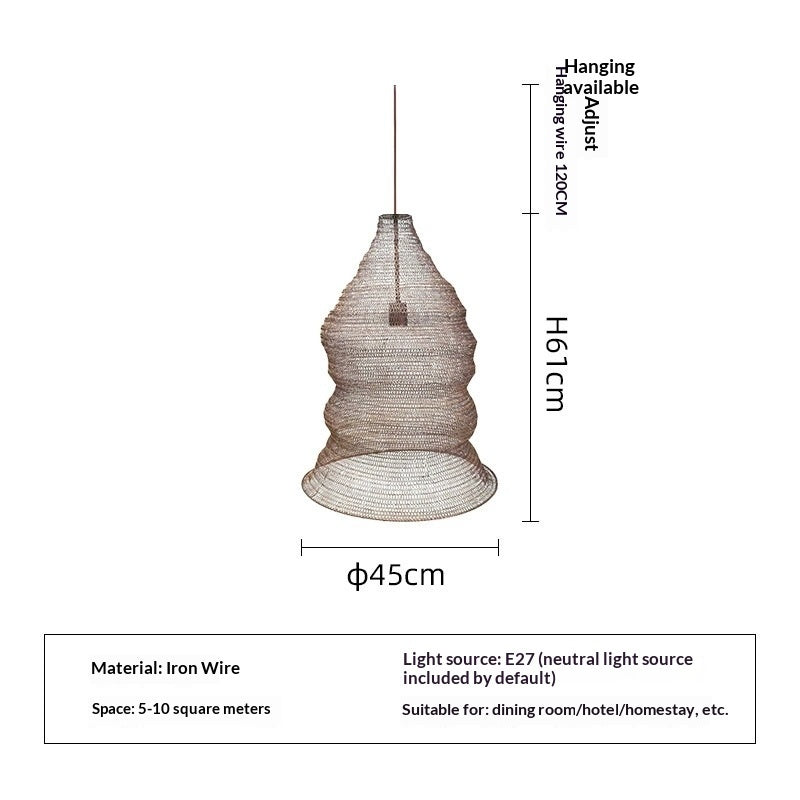 Rustic-style Hotpot Restaurant With Wire-mesh Chandeliers