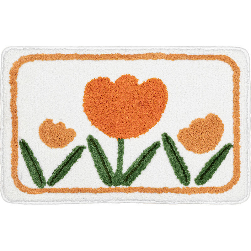 Simple Flower Toilet Floor Mat Bathroom Mouth Absorbent Non-Slip Foot Mat Toilet Floor Mat