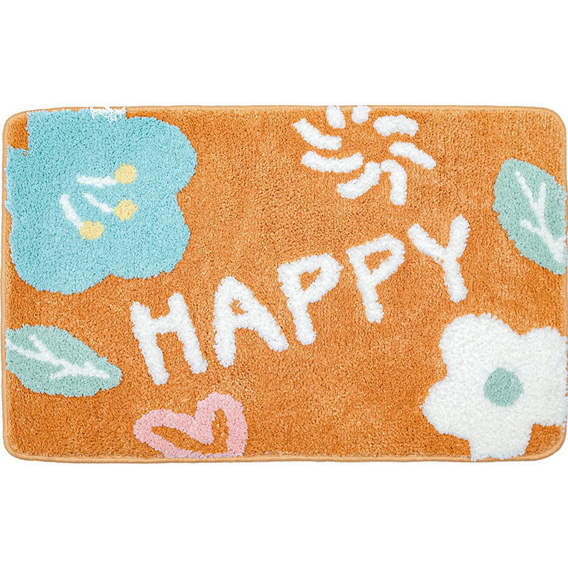 Simple Flower Toilet Floor Mat Bathroom Mouth Absorbent Non-Slip Foot Mat Toilet Floor Mat