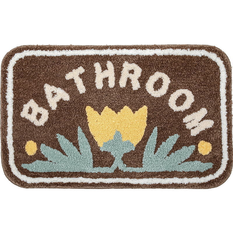 Simple Flower Toilet Floor Mat Bathroom Mouth Absorbent Non-Slip Foot Mat Toilet Floor Mat