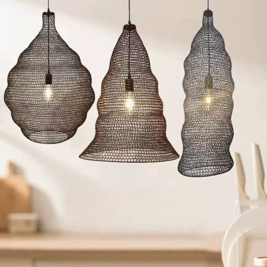 Rustic-style Hotpot Restaurant With Wire-mesh Chandeliers